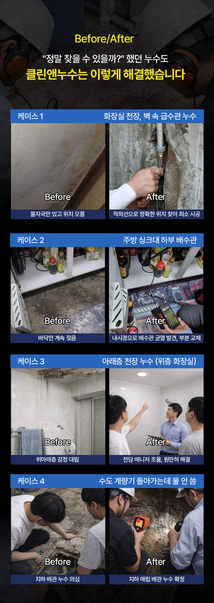 보이지 않는 누수포인트 모두 찾아내는 누수탐지